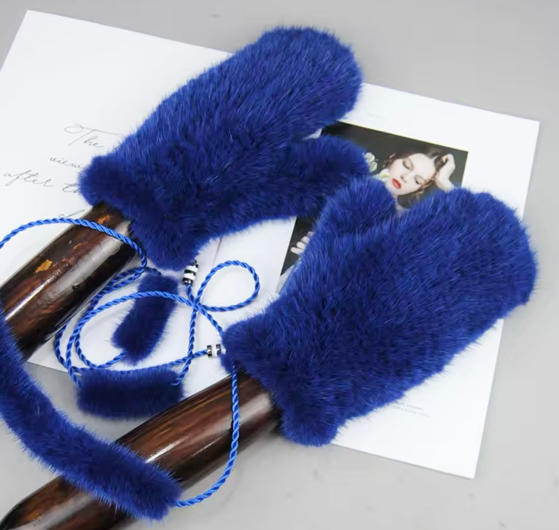 100% Mink Fur Mittens