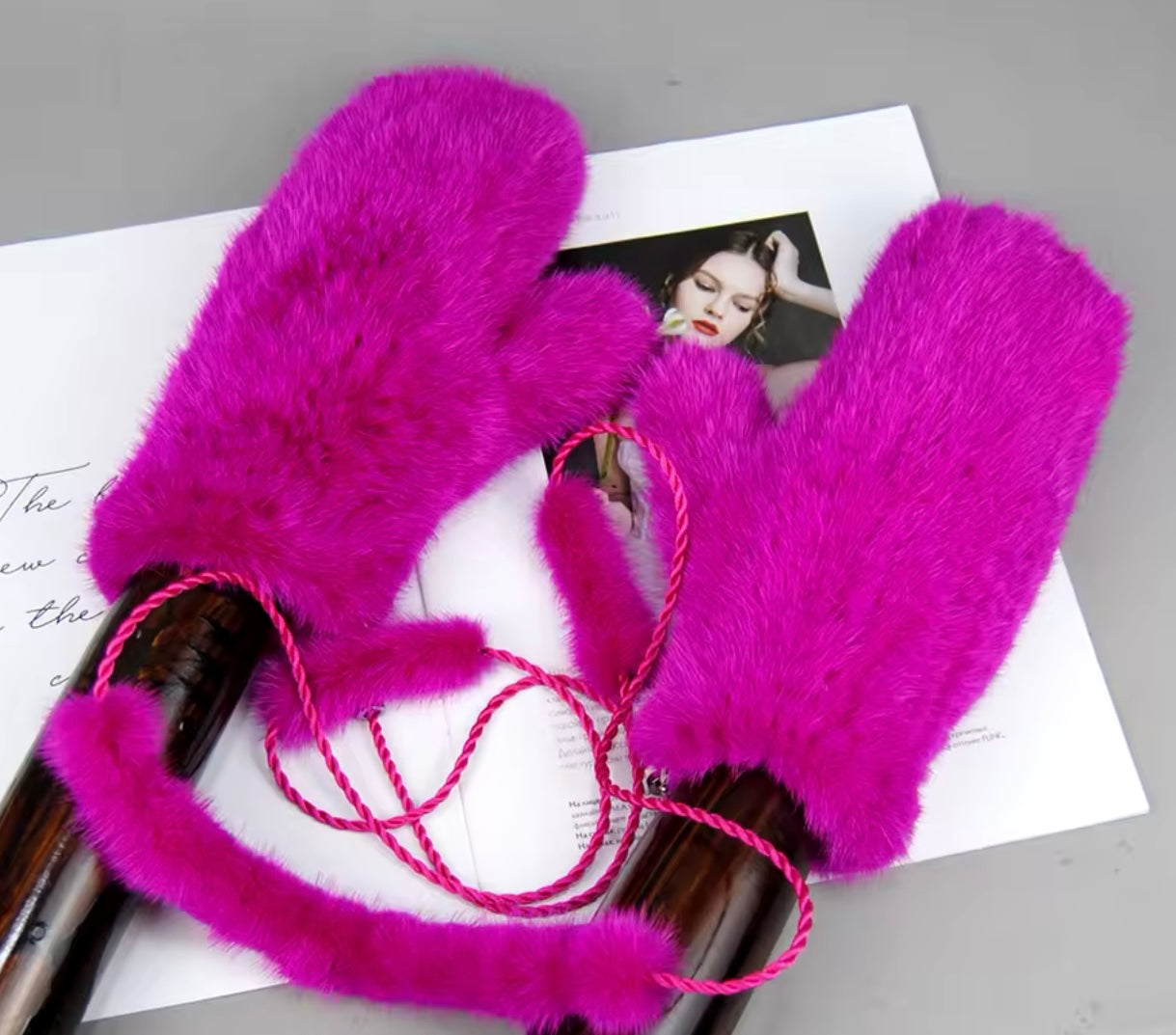 100% Mink Fur Mittens