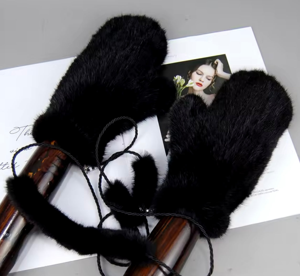 100% Mink Fur Mittens